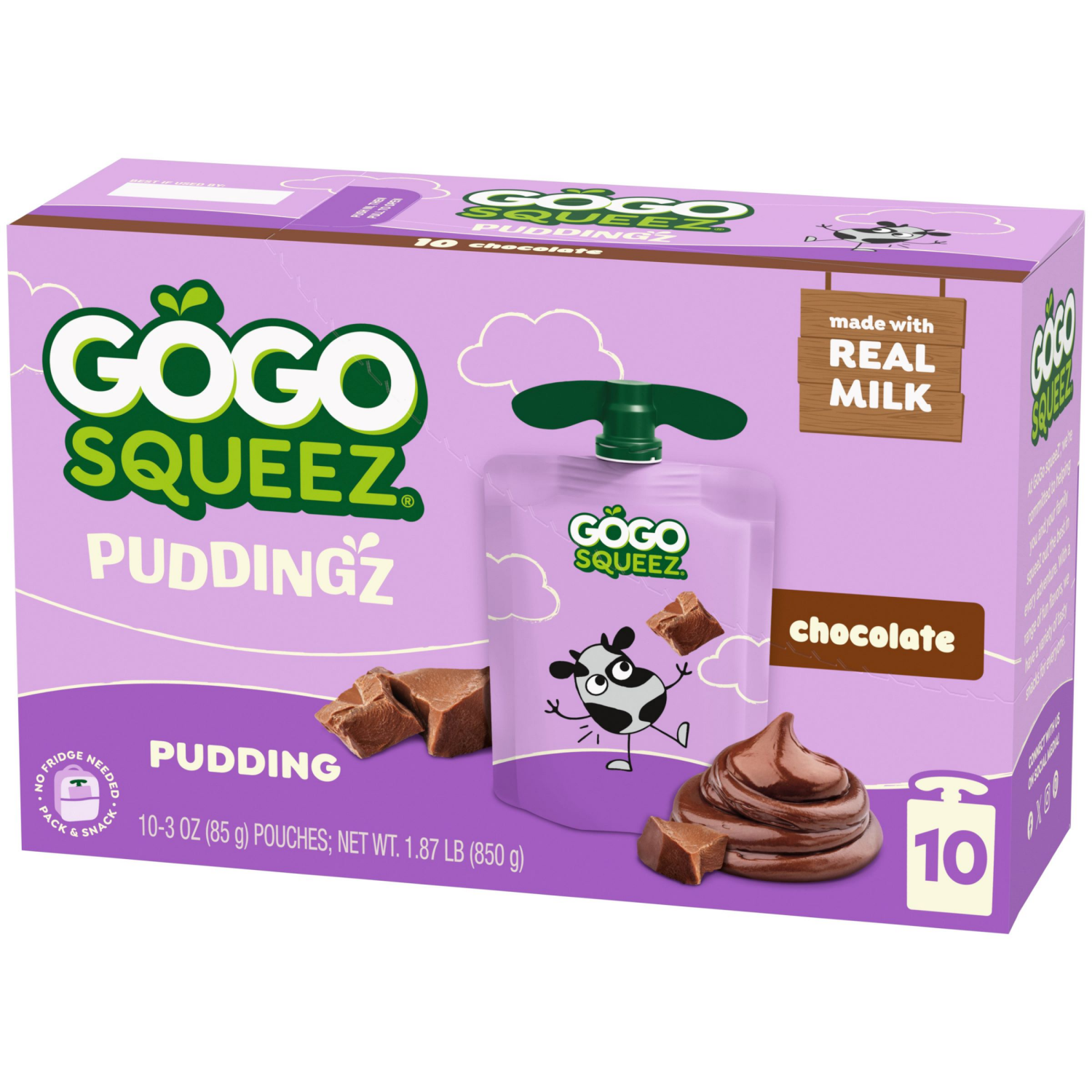 slide 7 of 8, GoGo squeeZ PuddingZ, Chocolate, 4 ct, 10 ct