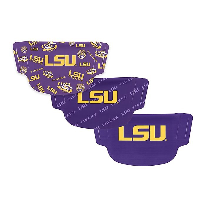 slide 1 of 1, NCAA Louisiana State University Face Masks, 3 ct