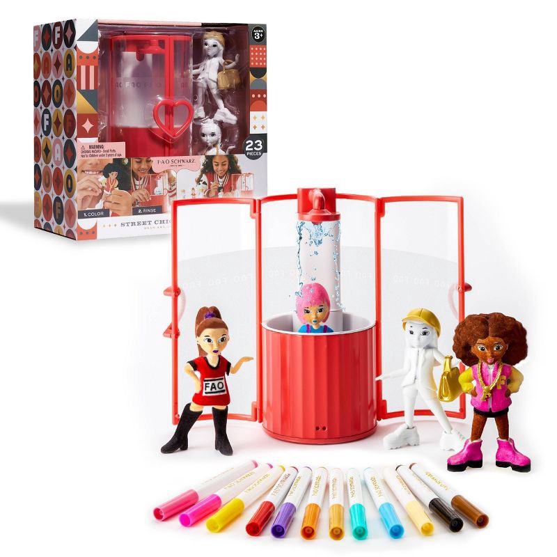 slide 1 of 1, FAO Schwarz Street Chic Fashionistas Wash-And-Color Design Dolls 23pc, 23 ct