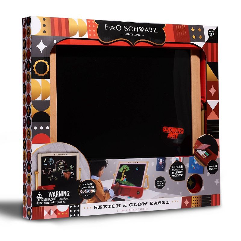 slide 2 of 7, FAO Schwarz Sketch and Glow Easel 2-in-1 Art Studio, 1 ct