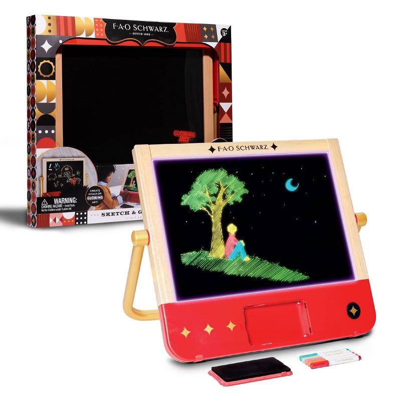 slide 1 of 7, FAO Schwarz Sketch and Glow Easel 2-in-1 Art Studio, 1 ct