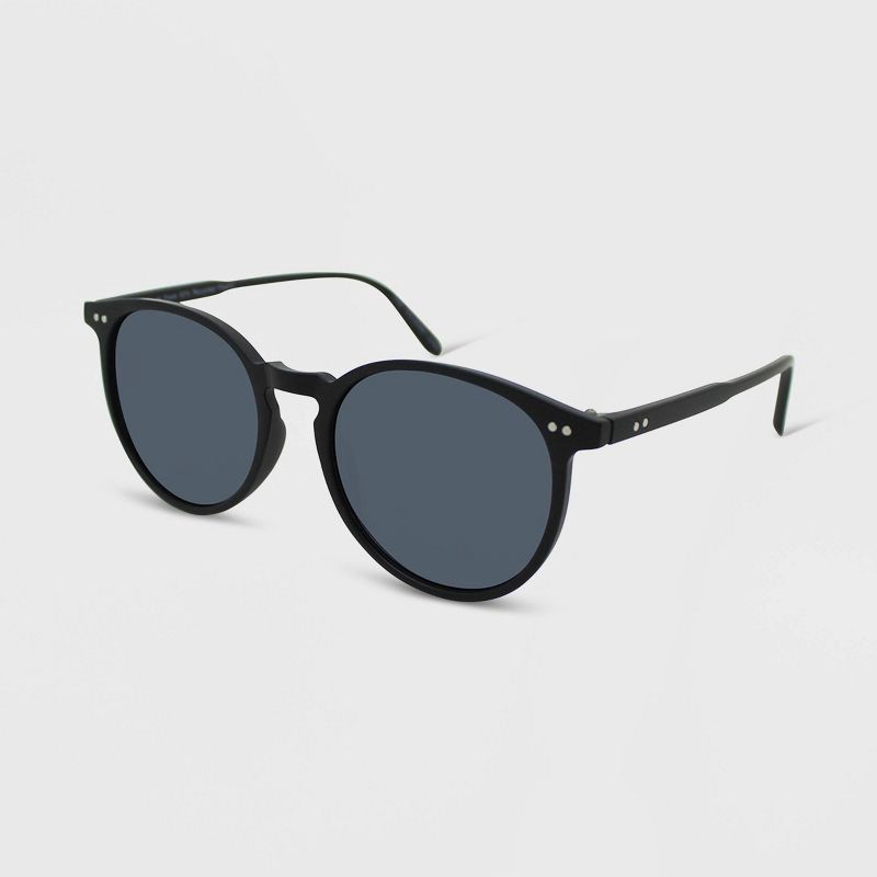 slide 2 of 2, Women's Rubberized Plastic Round Sunglasses - Wild Fable™ Black: UV Protection, Recycled Material, 1 ct