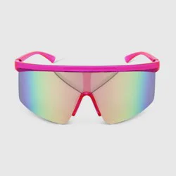 Women's Crystal Plastic Shield Sunglasses - Wild Fable™ Pink: Oversized Frame, Maximum UV Protection