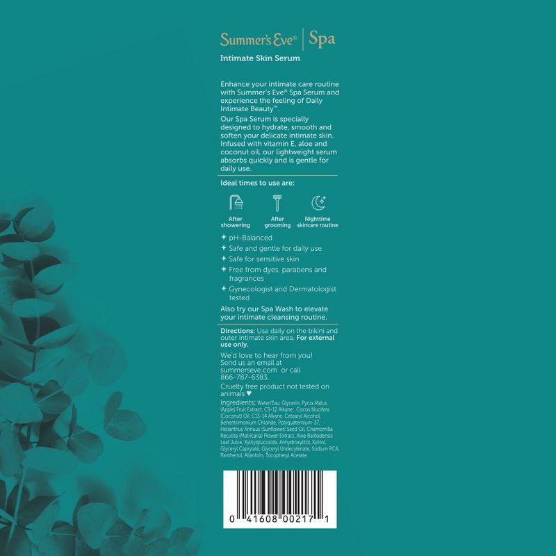 slide 3 of 5, Summer's Eve Spa Fragrance Free Daily Intimate Women's Post Shave Hydrating Skin Serum - 1 fl oz, 1 fl oz