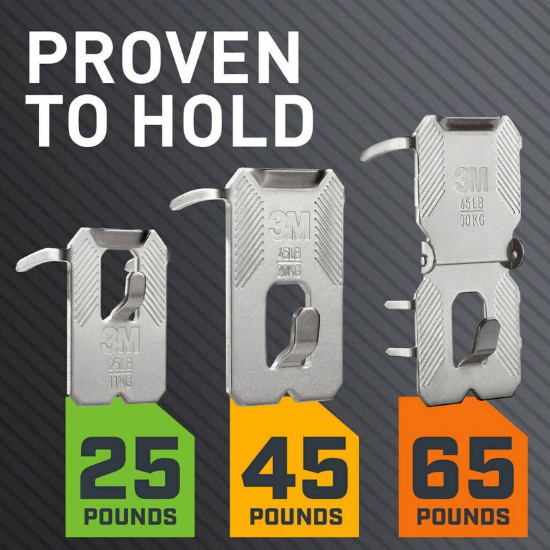 slide 11 of 14, 3M Claw Multi Weights Variety Pack: Steel Utility Hooks, 65 lb Capacity, 8 Pack, Gray, Drywall Picture Hanger, 65 lb, 8 ct