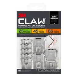 3M Claw 8ct Multi Weight Variety Pack: Steel Utility Hooks, 65lb Capacity, Gray, Drywall Picture Hangers