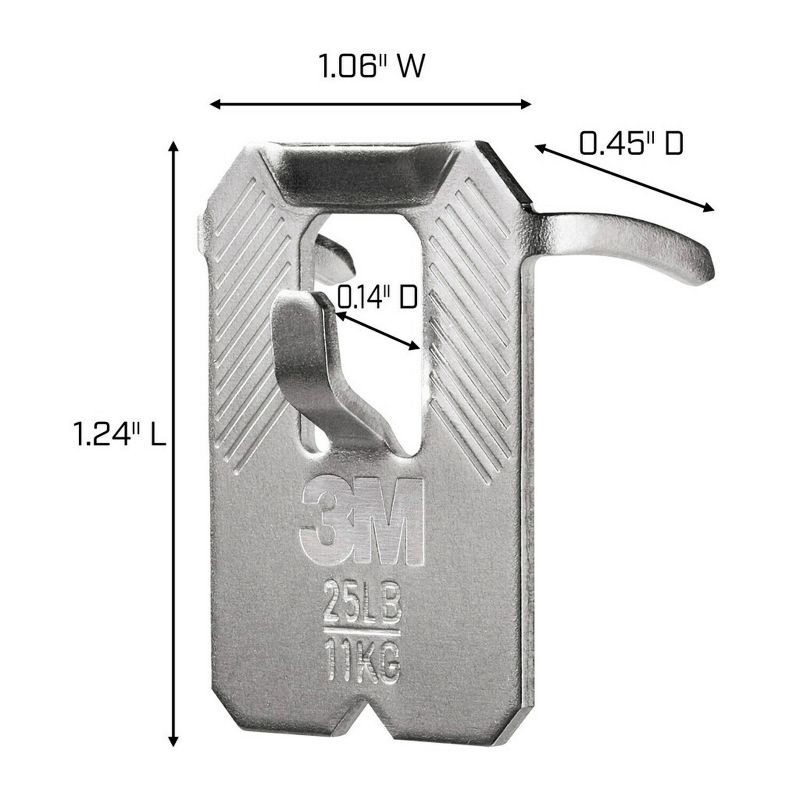 slide 6 of 13, 3M Claw 25IB Hooks Value Pack: Steel Utility Hooks, 25lb Capacity, Drywall Picture Hangers, Gray, 10 Pack, 25 lb, 10 ct