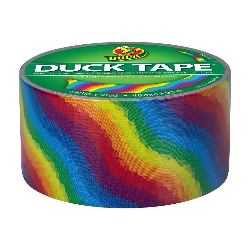 slide 2 of 5, Duck 1.88" x 10 yd. Rainbow Duct Tape: Multicolor Decorative Adhesive for Art & Stationery, 1 ct