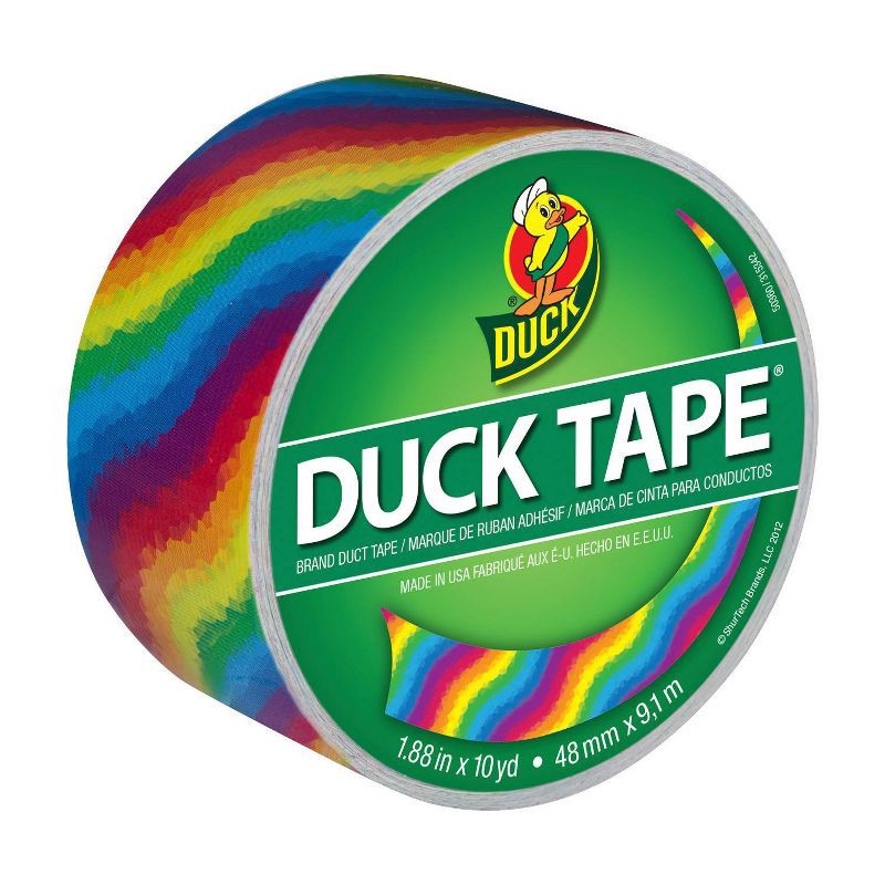 slide 1 of 5, Duck 1.88" x 10 yd. Rainbow Duct Tape: Multicolor Decorative Adhesive for Art & Stationery, 1 ct
