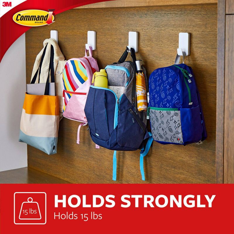 slide 7 of 11, Command Extra Large Single Hook: Heavy Duty Adhesive, Holds 15 lbs, Plastic, White, 1 Pack, 15 lb, 1 ct