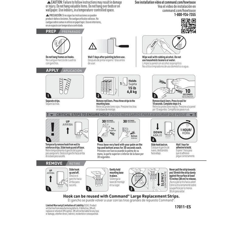 slide 10 of 17, Command Jumbo Double Hook: Heavy Duty Adhesive Hooks, 15 lb Capacity, White, 2 Pack, 15 lb, 2 ct