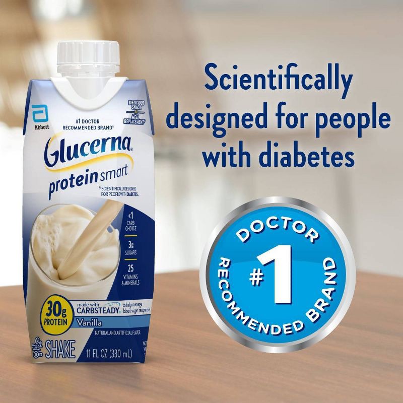 slide 4 of 9, Glucerna Protein Smart Shake Vanilla Non-Caffeinated - 4pk, 4 ct