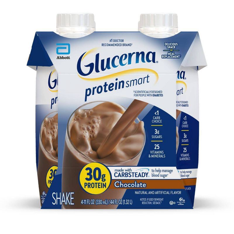 slide 1 of 9, Glucerna Protein Smart Shake - Chocolate - 4pk, 4 ct