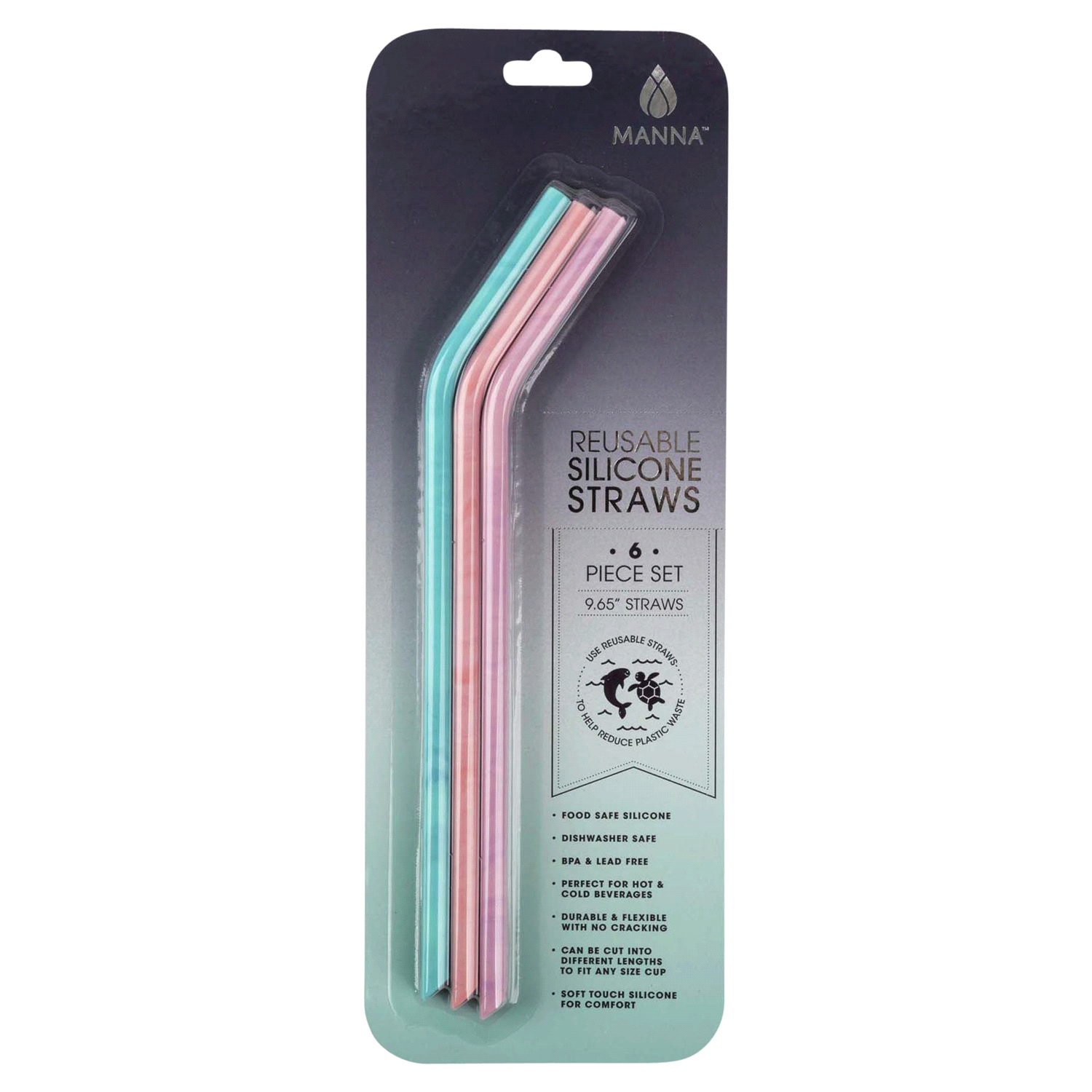 slide 1 of 1, CORE BAMBOO Core Marble Silicone Straw Set, 6 ct