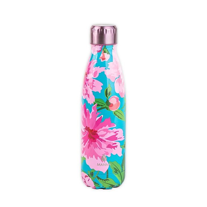 slide 1 of 1, Manna Vogue Double Wall Stainless Steel Bottle - Pink Floral, 17 oz