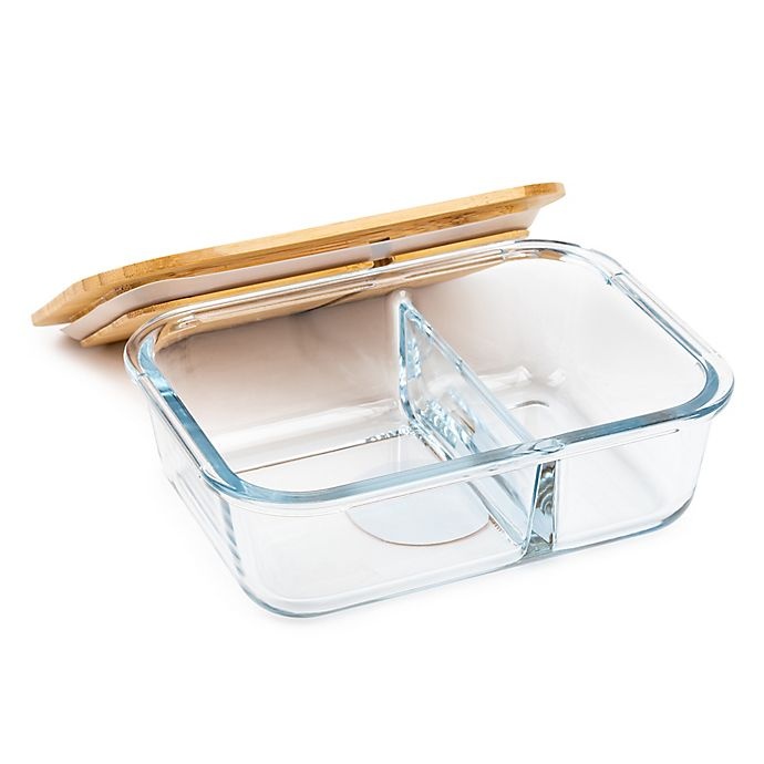 slide 2 of 2, Core Kitchen Divided Glass Food Storage Container, 32 oz