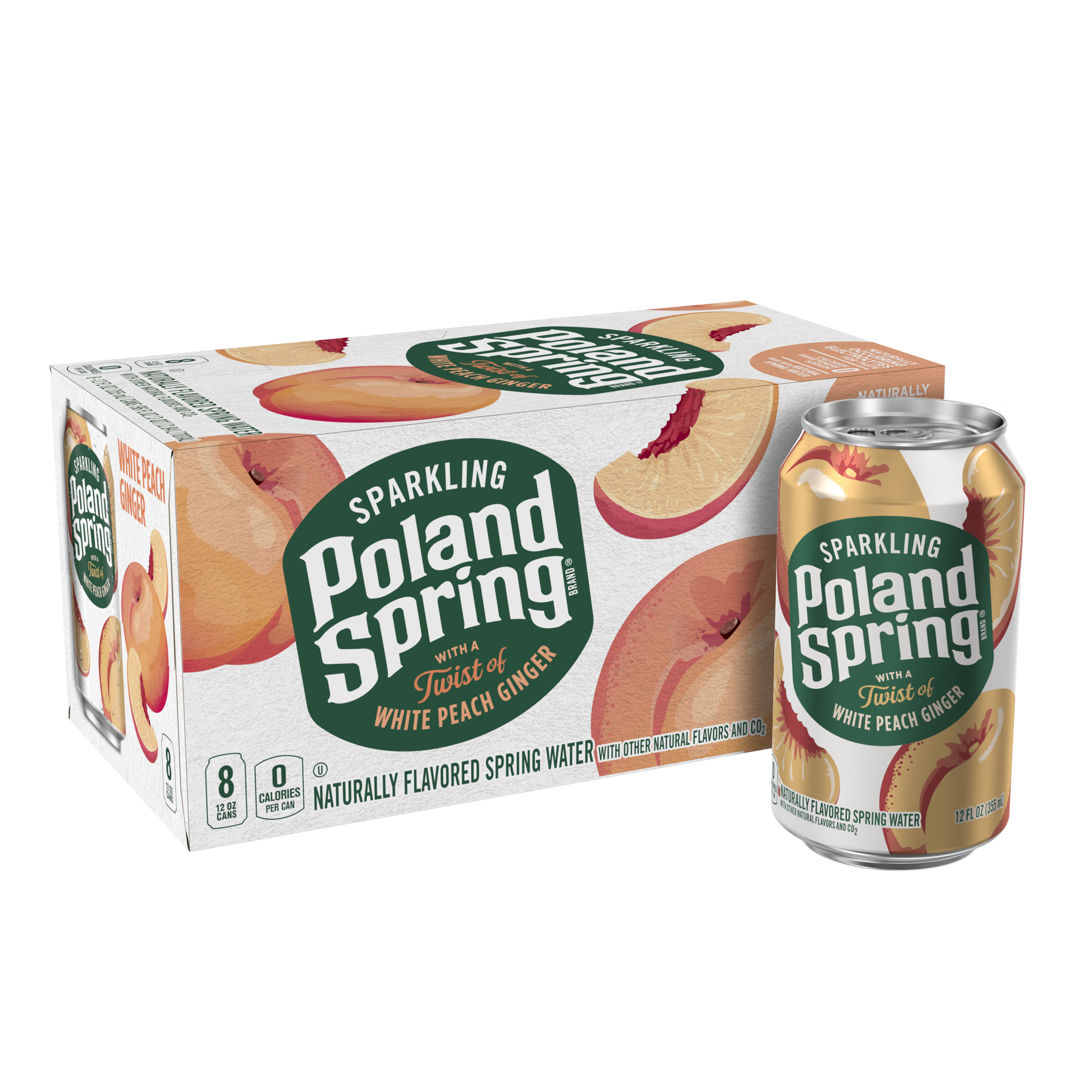 slide 5 of 5, Poland Spring Sparkling Water, White Peach Ginger- 12 oz, 12 oz