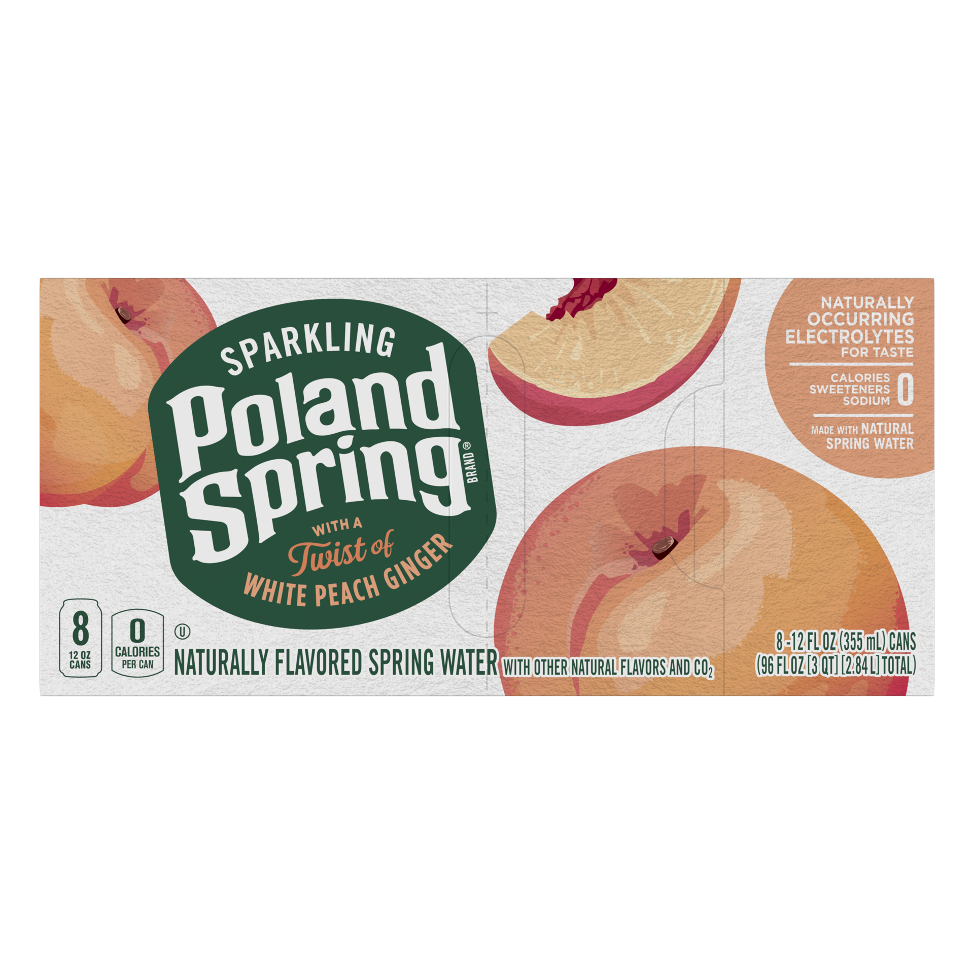 slide 3 of 5, Poland Spring Sparkling Water, White Peach Ginger- 12 oz, 12 oz