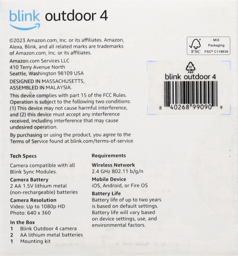 slide 3 of 5, Blink Outdoor 4 Battery-Powered Smart Add-On Security Camera 1 ea, 1 ct