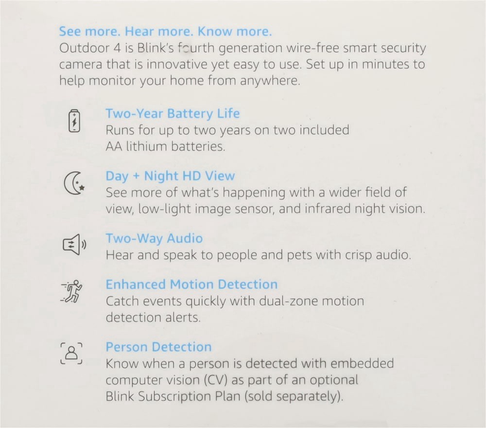 slide 5 of 5, Blink Outdoor 4 Battery-Powered Smart Add-On Security Camera 1 ea, 1 ct