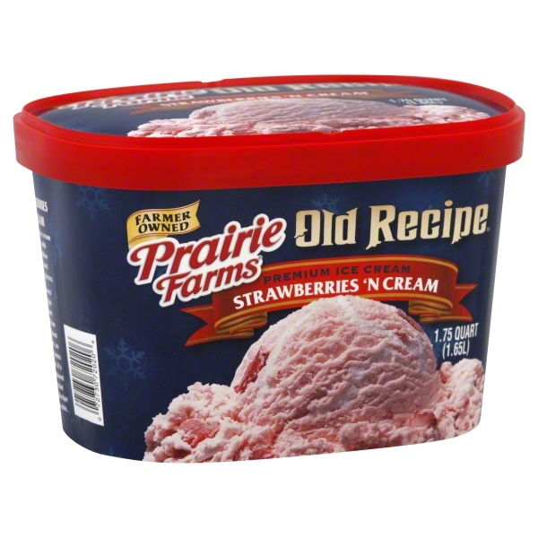 slide 1 of 1, Prairie Farms Strawberry & Cream Ice Cream, 56 oz