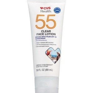slide 1 of 1, Cvs Health Spf 55 Clear Sunscreen Face Lotion, 3 Oz, 3 oz