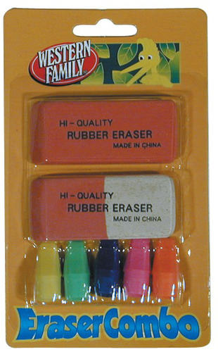 slide 1 of 1, Western Family Eraser Combo Pack, 1 ct