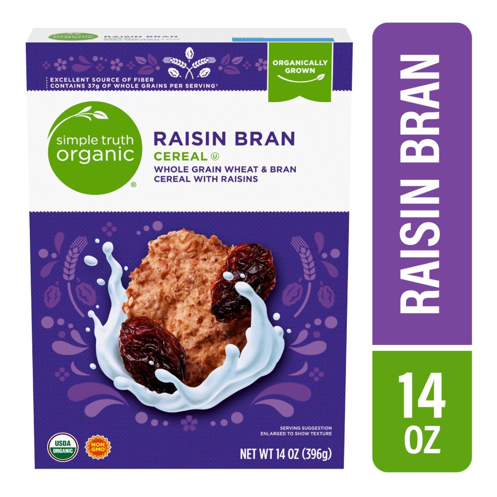 slide 2 of 3, Simple Truth Organic Raisin Bran Cereal, 14 oz