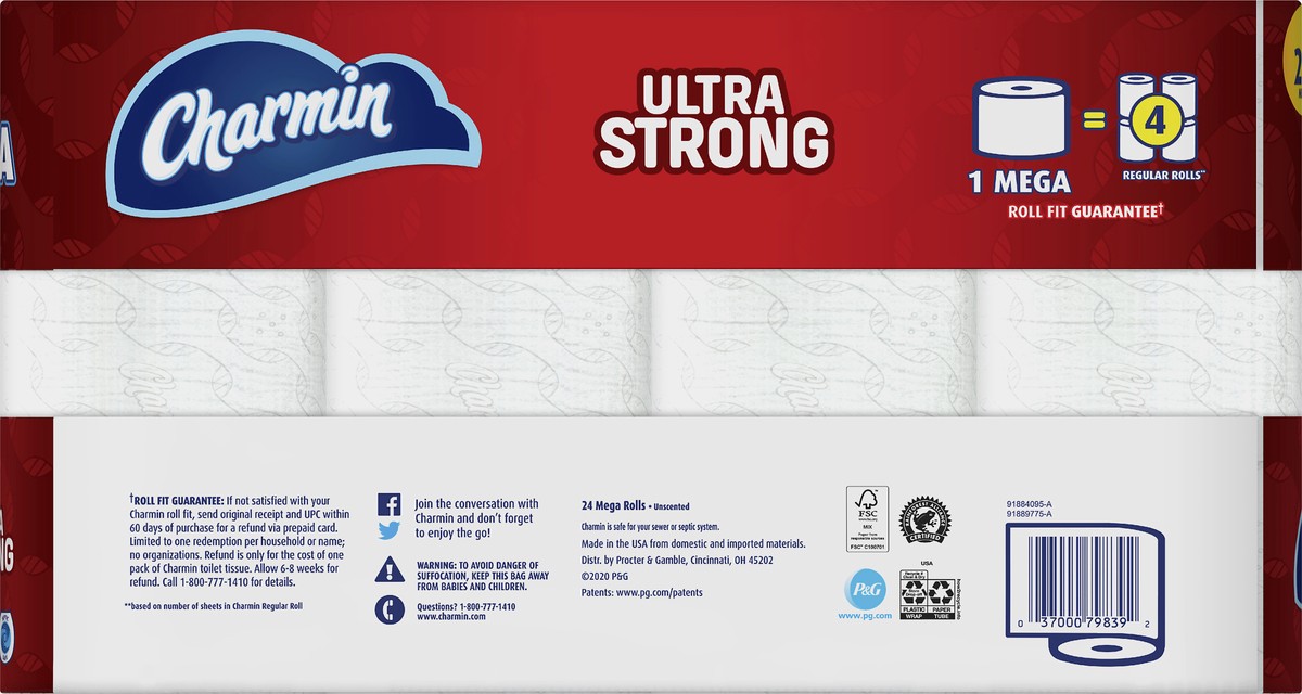 slide 5 of 5, Charmin Ultra Strong Toilet Paper Mega Rolls, 24 ct