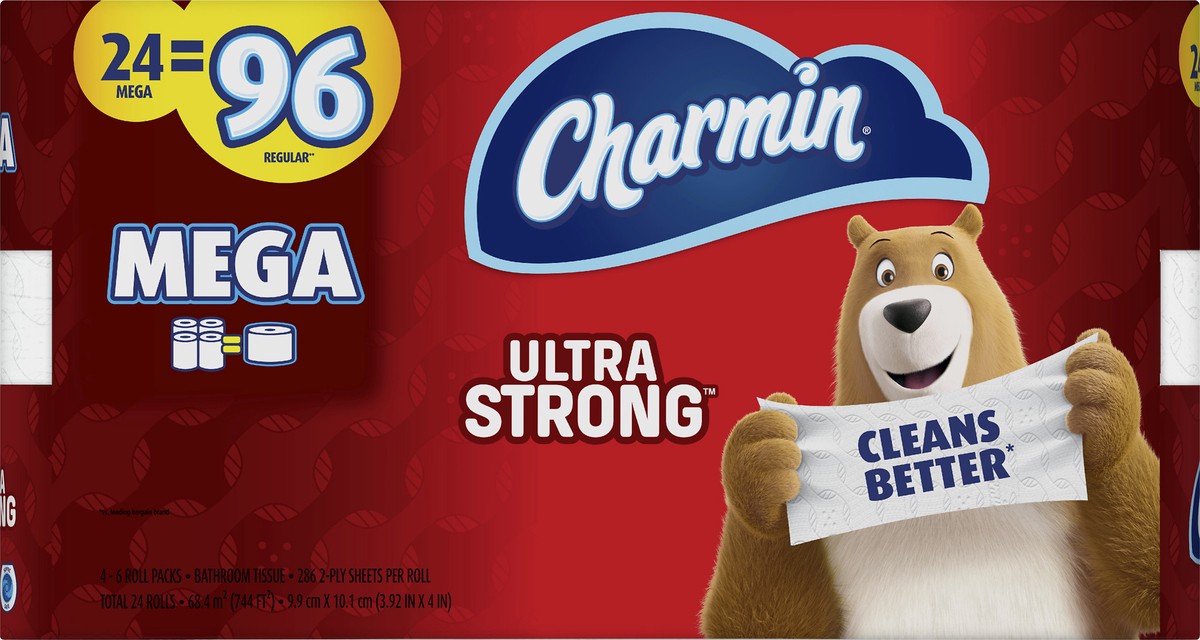 slide 1 of 5, Charmin Mega Roll Ultra Strong 2-Ply Unscented Bathroom Tissue, 24 ct