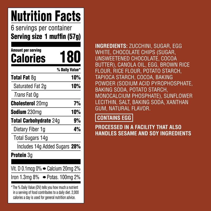 slide 5 of 5, Frozen Gluten Free Double Chocolate Zucchini Muffins - 12oz/6ct - Good & Gather™, 6 ct; 12 oz