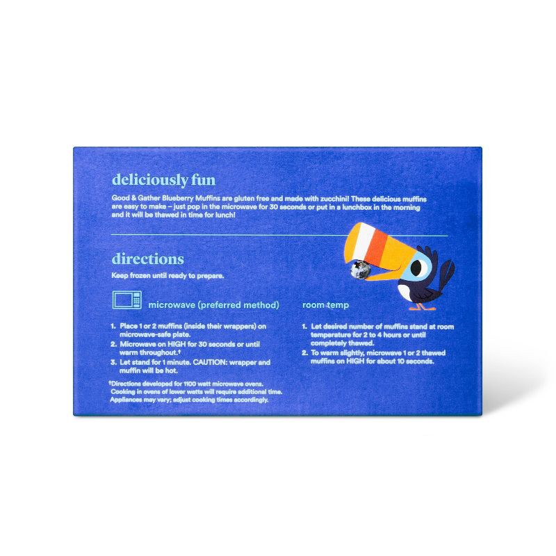 slide 4 of 5, Frozen Gluten Free Blueberry Muffins with Zucchini and Oats - 12oz/6ct - Good & Gather™, 6 ct; 12 oz