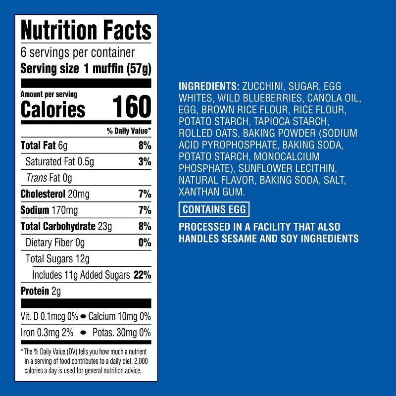 slide 5 of 5, Frozen Gluten Free Blueberry Muffins with Zucchini and Oats - 12oz/6ct - Good & Gather™, 6 ct; 12 oz