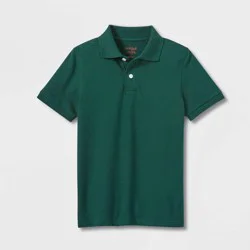 Boys' Short Sleeve Pique Uniform Polo Shirt - Cat & Jack™ Dark Green S