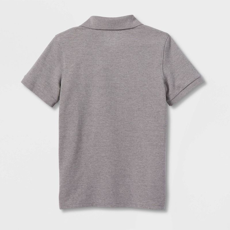 slide 2 of 3, Boys' Short Sleeve Pique Uniform Polo Shirt - Cat & Jack™ Gray L, 1 ct