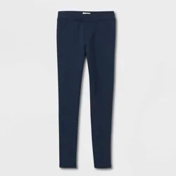 Girls' Uniform Ponte Jeggings - Cat & Jack™ Navy Blue XL: Mid Rise, Slim Fit, Full Elastic Waistband