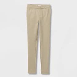 Girls' Uniform Ponte Jeggings - Cat & Jack™ Khaki XS: Slim Fit, Mid Rise, Elastic Waistband