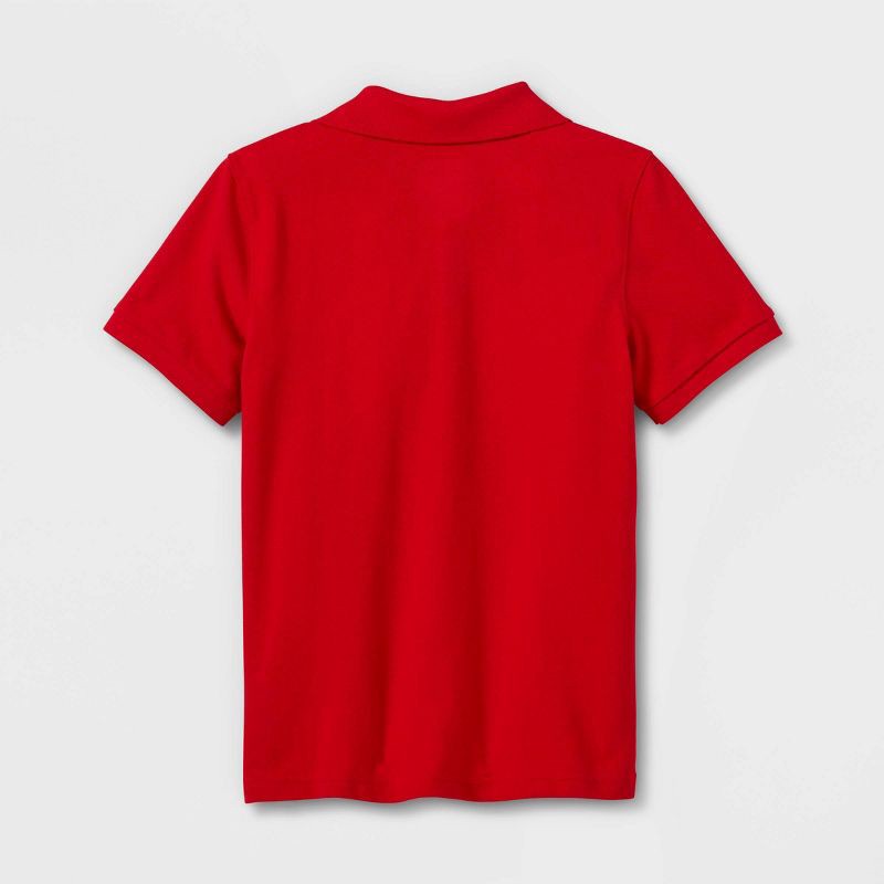 slide 2 of 3, Boys' Short Sleeve Pique Uniform Polo Shirt - Cat & Jack™ Red L: School Apparel, Collared Pullover, 1 ct