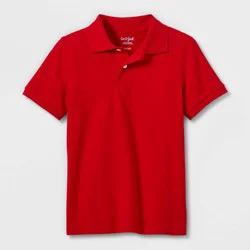 Boys' Short Sleeve Pique Uniform Polo Shirt - Cat & Jack™ Red L: School Apparel, Collared Pullover