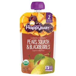 Happy Baby Organics Clearly Crafted Stage 2 Pears, Squash & Blackberries Pouch 4oz UNIT