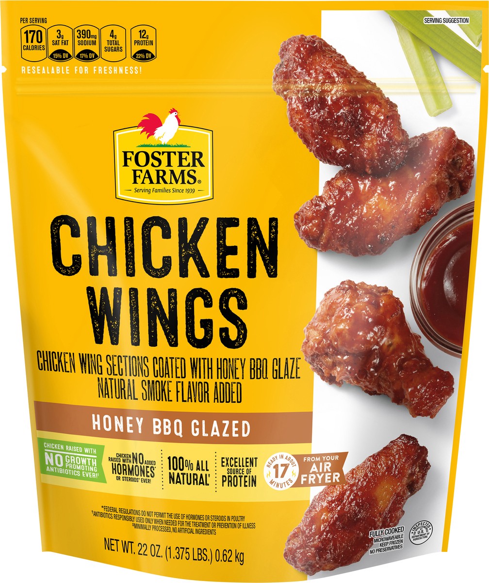 slide 3 of 3, Foster Farms Chicken Wings Honey BBQ - 22 Oz, 22 oz