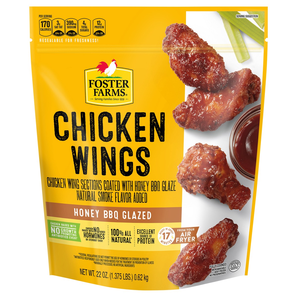 slide 1 of 3, Foster Farms Chicken Wings Honey BBQ - 22 Oz, 22 oz