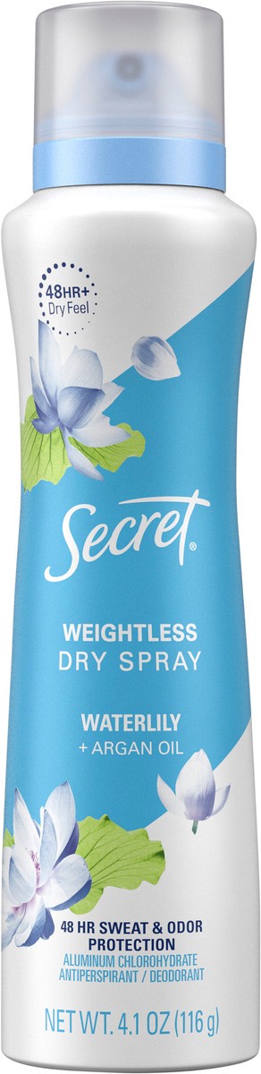 slide 3 of 3, Secret Dry Spray Antiperspirant Deodorant, Waterlily and Argan Oil, 4.1oz., 4.1 oz