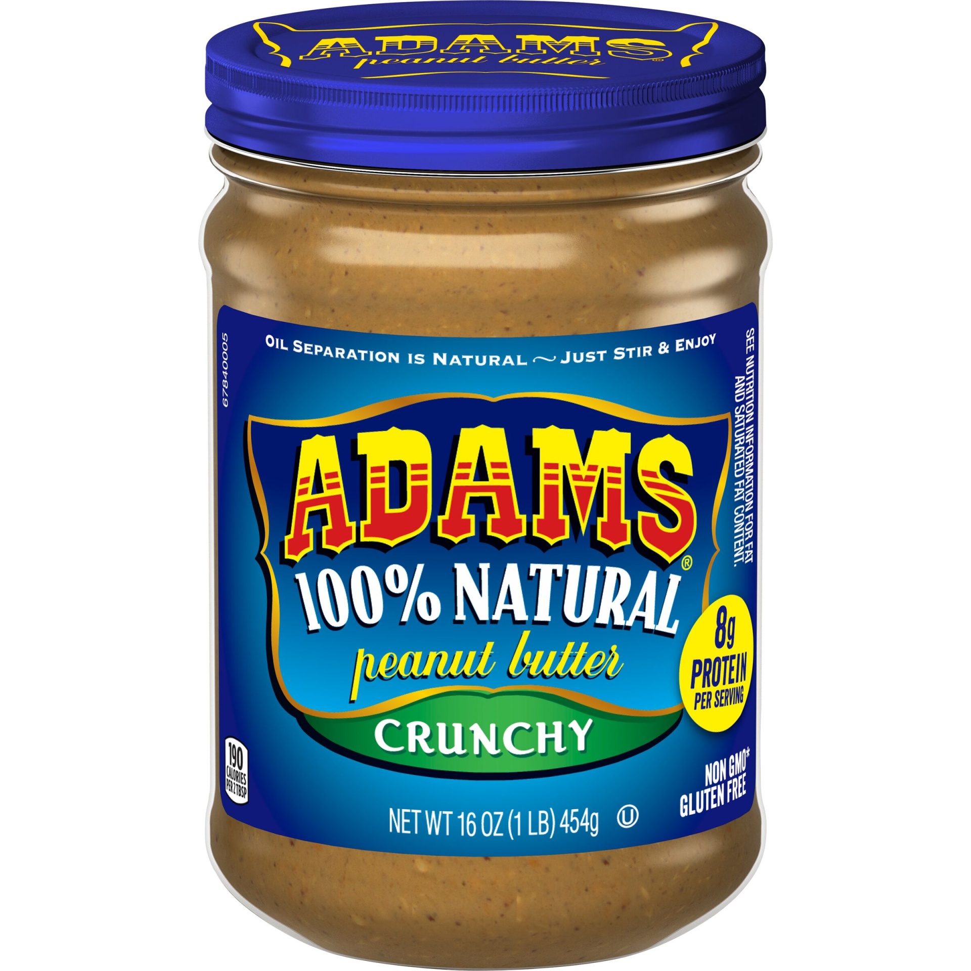 slide 1 of 1, Adams Natural Crunchy Peanut Butter, 16-Ounce, 