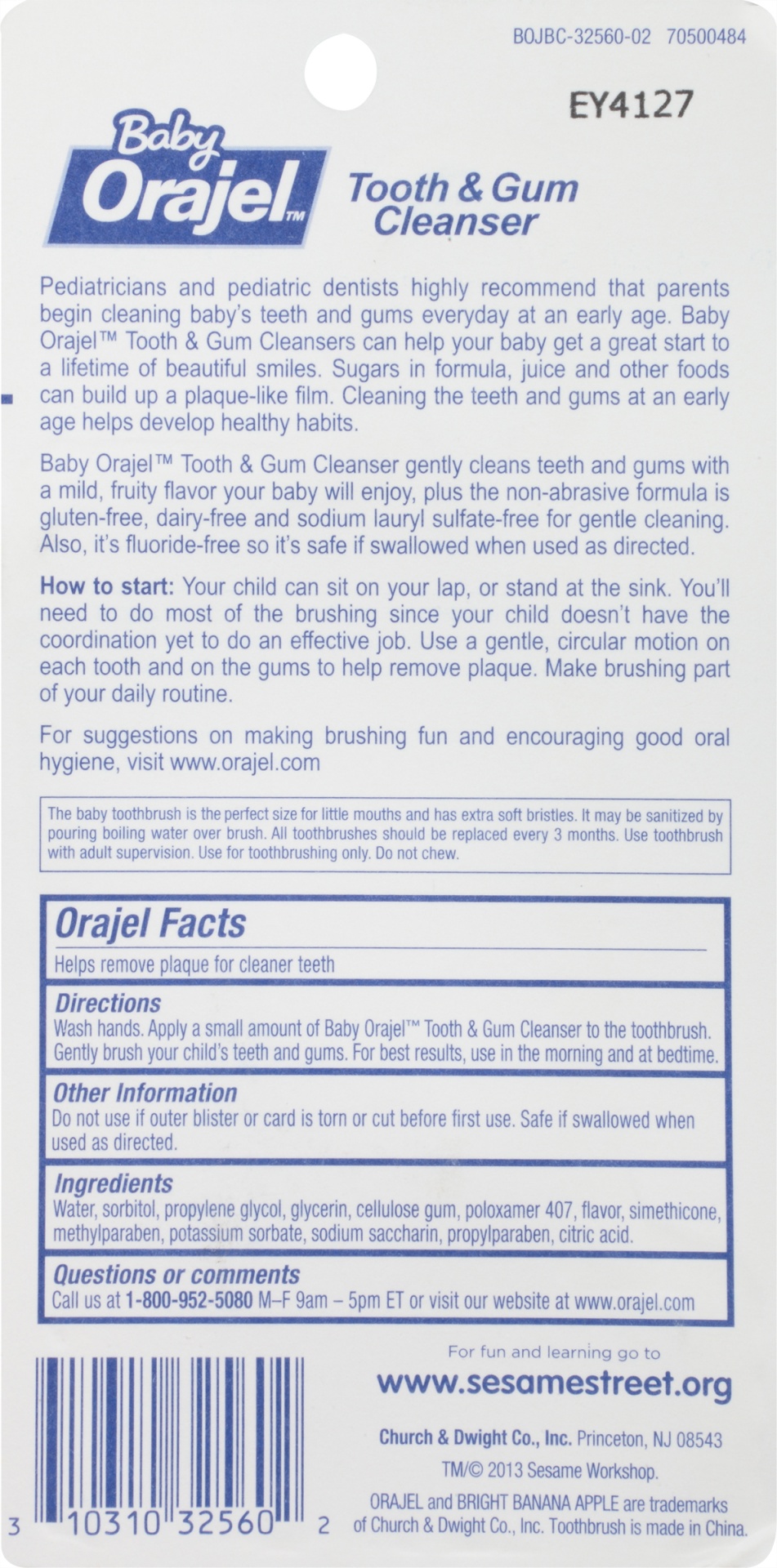 slide 4 of 6, Orajel Kids Elmo Training Toothpaste Fluoride-Free, 1 Toothbrush, 1 Toothpaste 1oz; #1 Pediatrician Recommended Fluoride-Free Toothpaste*, 1 oz