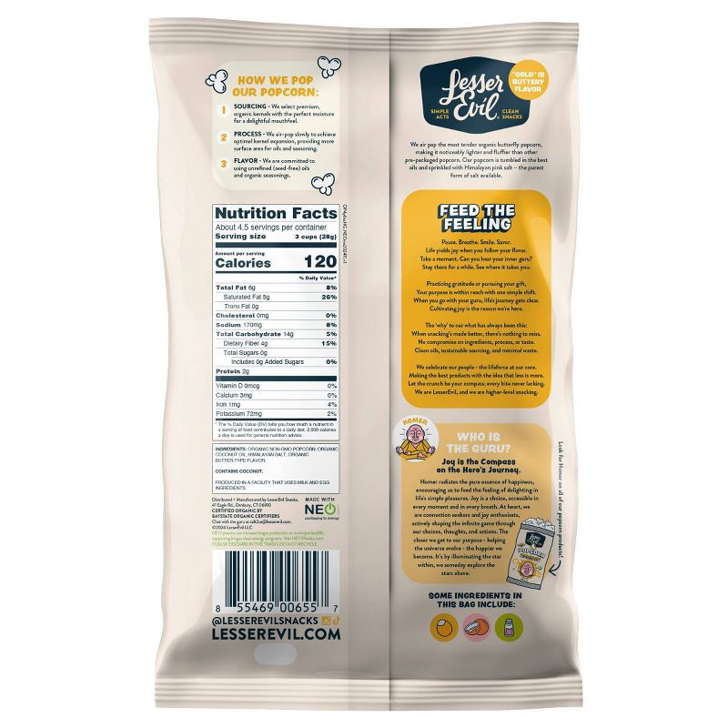 slide 5 of 5, LesserEvil Organic Popcorn Himalayan Gold - 4.6oz, 4.6 oz