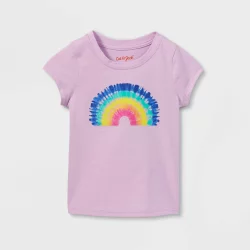 Toddler Girls' Tie-Dye Rainbow Short Sleeve T-Shirt - Cat & Jack Purple 18M