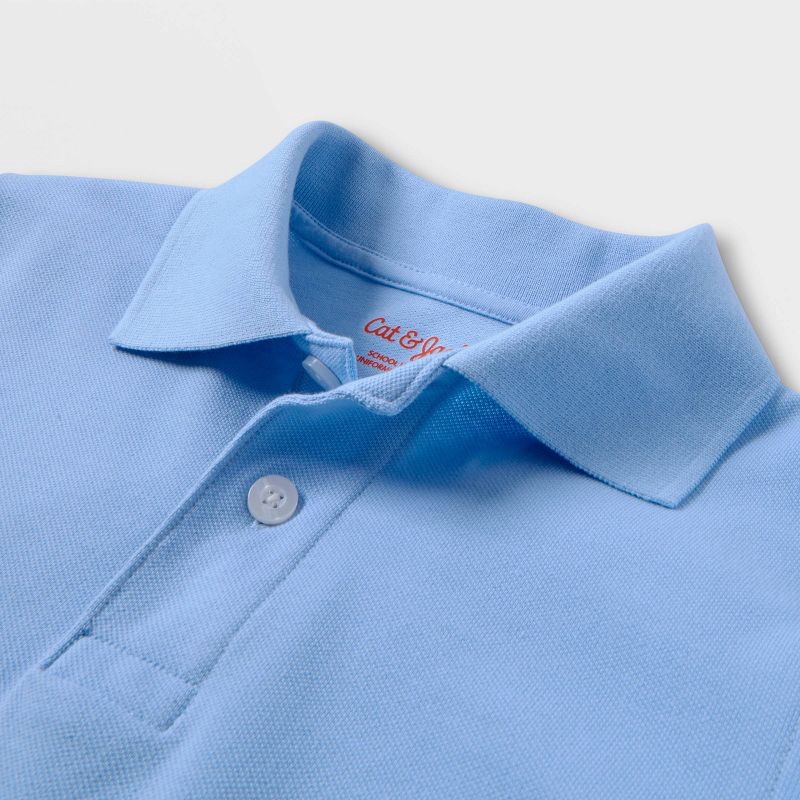 slide 3 of 3, Boys' Short Sleeve Pique Uniform Polo Shirt - Cat & Jack™ Light Blue XS: School Apparel,, 1 ct