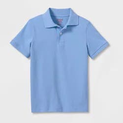 Boys' Short Sleeve Pique Uniform Polo Shirt - Cat & Jack™ Light Blue XL: School Apparel, Collared Top
