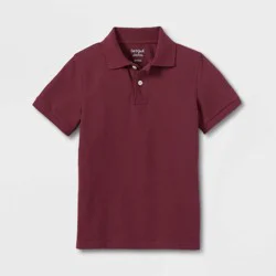 Boys' Short Sleeve Pique Uniform Polo Shirt - Cat & Jack™ Burgundy L